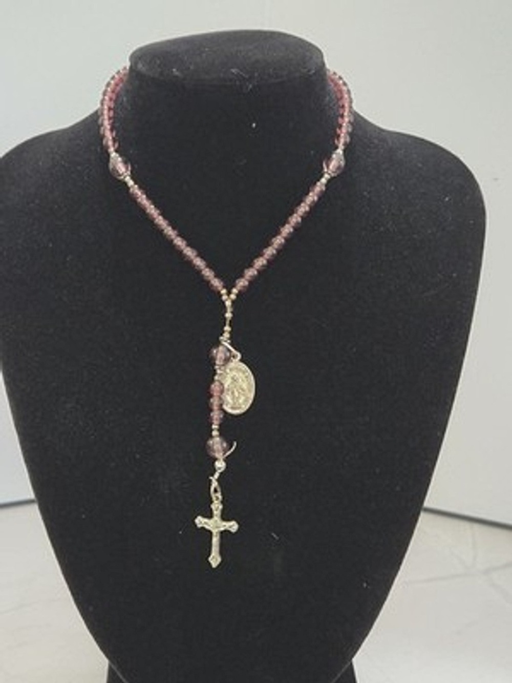 Vintage Purple Glass Bracelet Rosary Made In Italy
